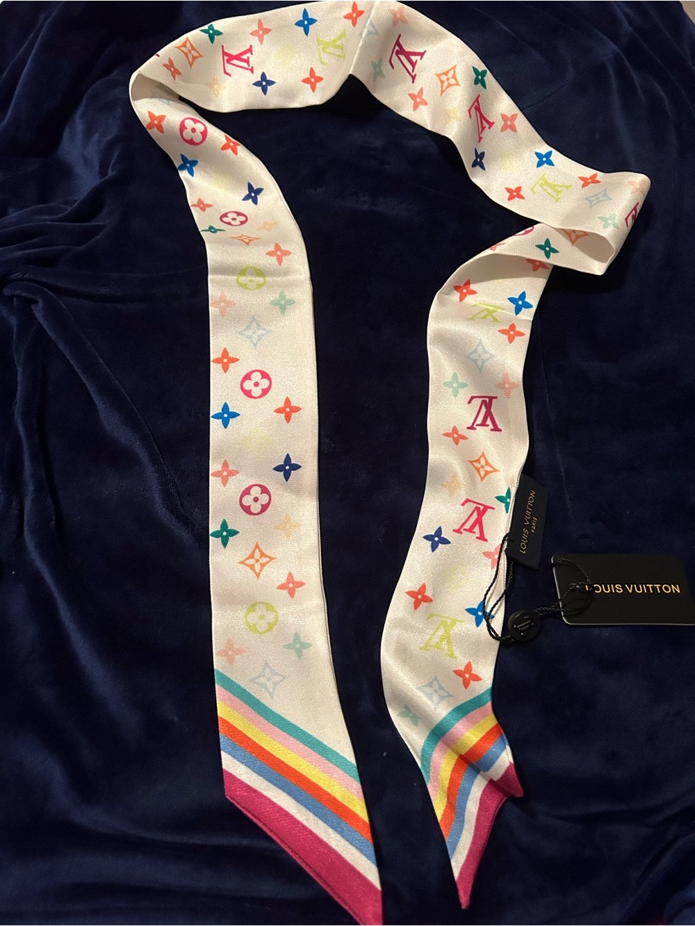 Louis Vuitton Women’s Multicolor Monogram Silk Twilly Scarf - White multicolors